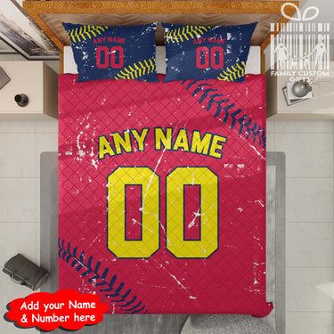 Custom Quilt Sets St. Louis Jersey Personalized Baseball Premium Quilt Bedding for Men Women